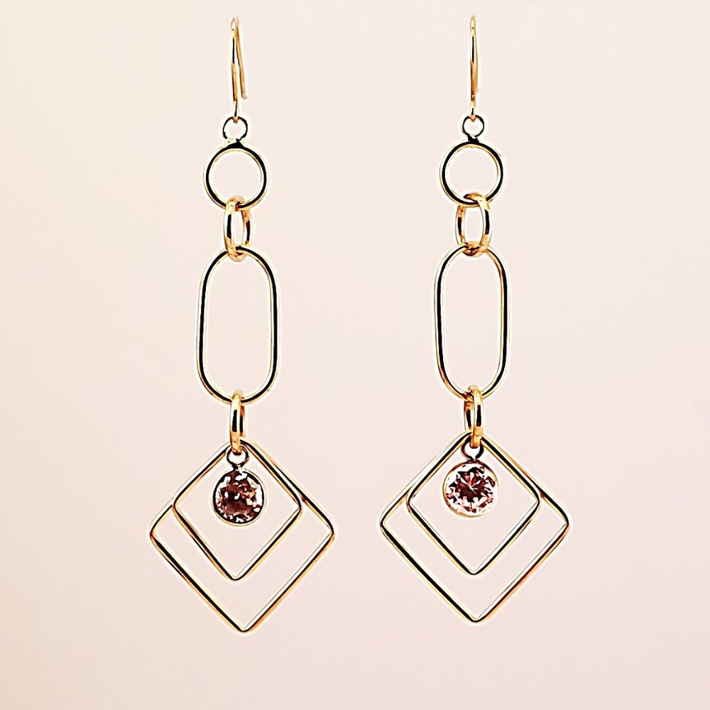 Pink 14K Gold Filled Dangle Drop Earring